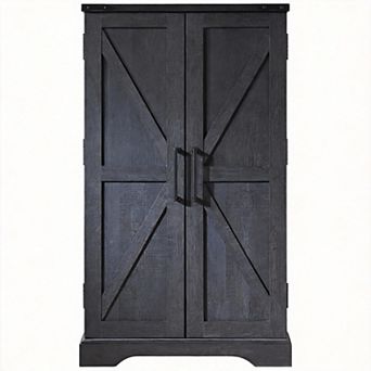 Farmhouse Pantry Cabinet with Barn Doors & Adjustable Shelves