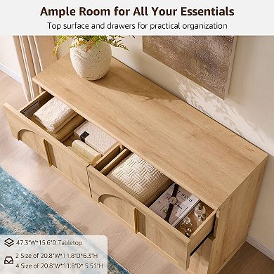 Arched Panel 6-Drawer Dresser Rounded Edge Wood Storage