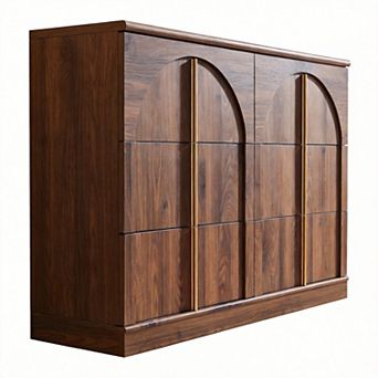 Arched Panel 6-Drawer Dresser Rounded Edge Wood Storage