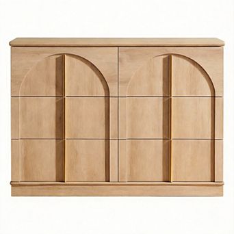 Arched Panel 6-Drawer Dresser Rounded Edge Wood Storage