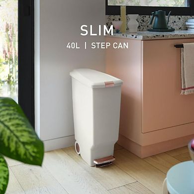 Hybrid Slim Step Trash Can with Secure Slide Lock