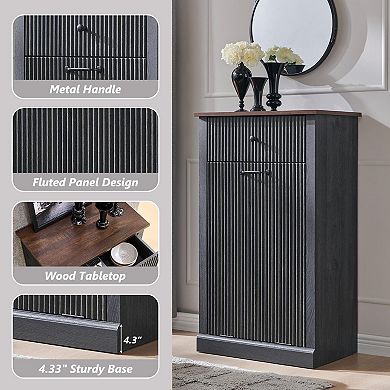 Tilt-out Trash Hamper Cabinet with Drawers