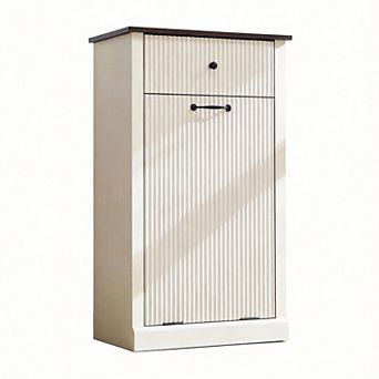 Tilt-out Trash Hamper Cabinet with Drawers