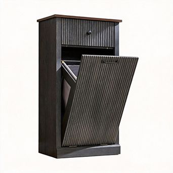 Tilt-out Trash Hamper Cabinet with Drawers
