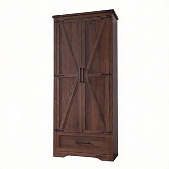 Farmhouse Pantry Cabinet Barn Doors Adjustable Shelves Storage