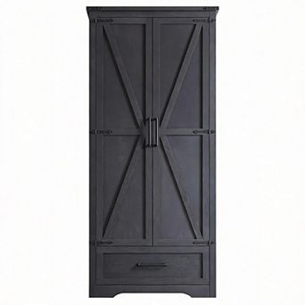 Farmhouse Pantry Cabinet Barn Doors Adjustable Shelves Storage