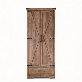 Farmhouse Pantry Cabinet Barn Doors Adjustable Shelves Storage