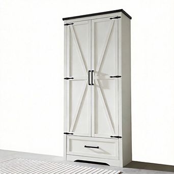 Farmhouse Pantry Cabinet Barn Doors Adjustable Shelves Storage