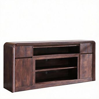 Modern Curved TV Stand with Storage Drawers Adjustable Shelves