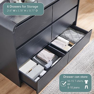 Mid-Century Curved Wood Dresser with Natural Texture