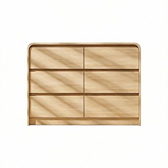 Mid-Century Curved Wood Dresser with Natural Texture