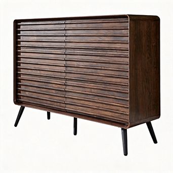 25lb/drawer, 150lb top Mid Century Fluted 6-Drawer Dresser with Tapered Legs