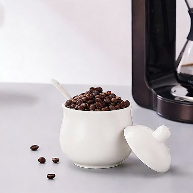 Ceramic Sugar Bowl 8oz with Lid & Spoon