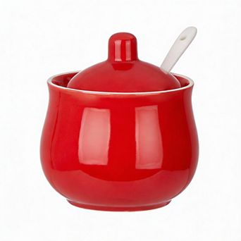 Ceramic Sugar Bowl 8oz with Lid & Spoon
