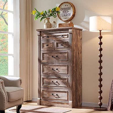 Farmhouse Roman Column 7-Drawer Dresser Bedroom Hallway Organizer