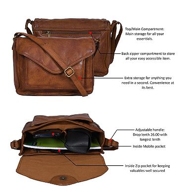 Leather Flap Crossbody Bag Adjustable Strap Snap Closure