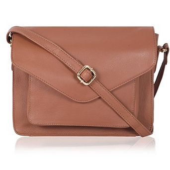 Leather Flap Crossbody Bag Adjustable Strap Snap Closure
