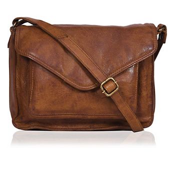 Leather Flap Crossbody Bag Adjustable Strap Snap Closure