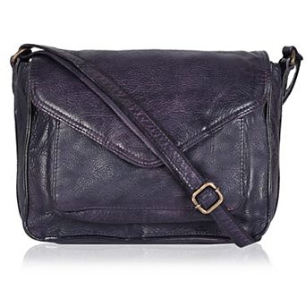 Leather Flap Crossbody Bag Adjustable Strap Snap Closure