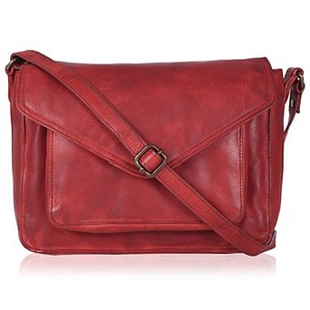 Leather Flap Crossbody Bag Adjustable Strap Snap Closure