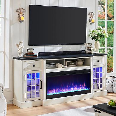 Farmhouse Fireplace TV Stand Entertainment Center LED Media Console