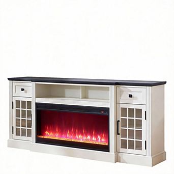 Farmhouse Fireplace TV Stand Entertainment Center LED Media Console