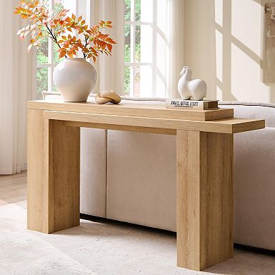 Modern Entryway Console Table Solid Geometry Accent Behind Couch