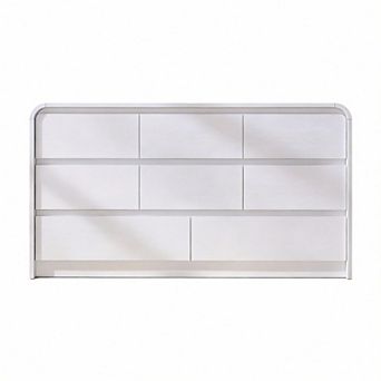 Mid-Century Curved Wood 8-Drawer Dresser