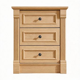 Farmhouse Nightstand Charging Station Roman Column 3-Drawer End Table