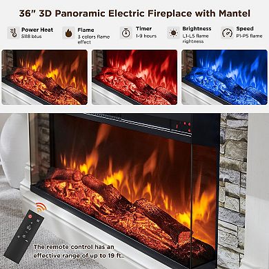 300lb Electric Fireplace Mantel 3-Sided Glass TV Stand Entertainment Console