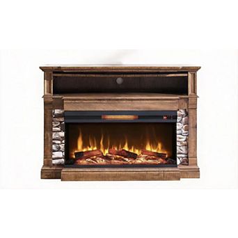 300lb Electric Fireplace Mantel 3-Sided Glass TV Stand Entertainment Console