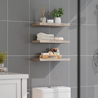 Floating Shelves with Hidden Brackets Farmhouse Wall Storage