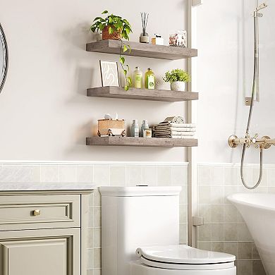 Floating Shelves Wall Set Invisible Brackets Farmhouse Decor