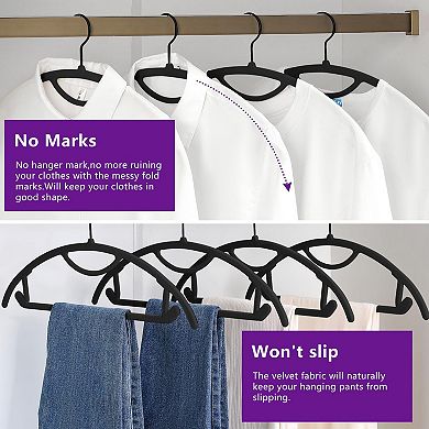 50pcs Velvet Hangers No Shoulder Bump Tie Bar Ultra Thin Non Slip Heavy Duty