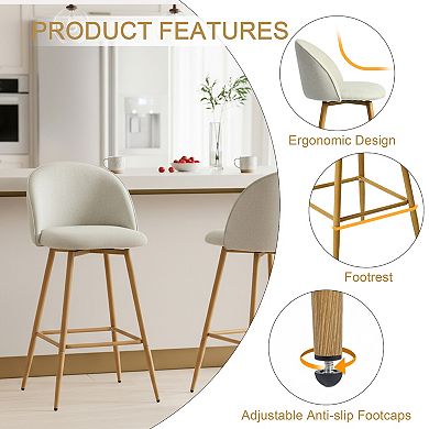 Homy Casa 26.4" Swivel Counter Height Stool with Upholstered Seat and Metal Legs