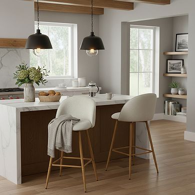Homy Casa 26.4" Swivel Counter Height Stool with Upholstered Seat and Metal Legs