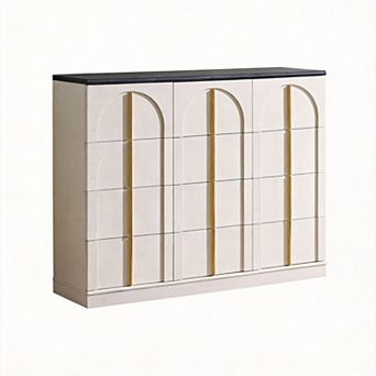 Arched Dresser Rounded Edge Metal Handles Wood Storage