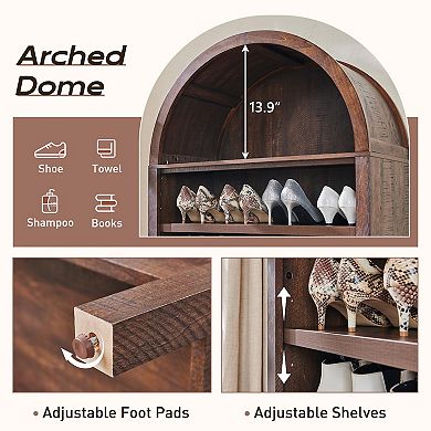 Arched Bookshelf 7-Tier Farmhouse Open Display Storage