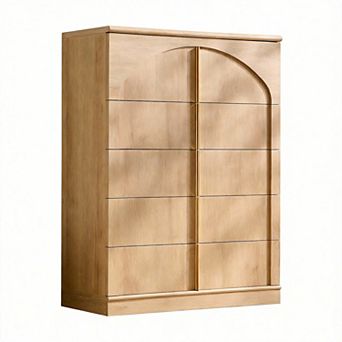 Modern Arched 5-Drawer Dresser Push-Open Metal Handles Bedroom Living Hall