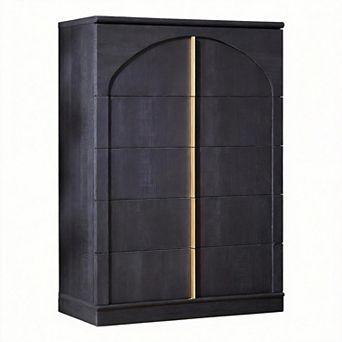 Modern Arched 5-Drawer Dresser Push-Open Metal Handles Bedroom Living Hall