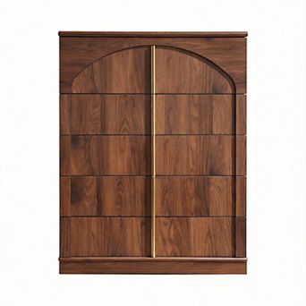 Modern Arched 5-Drawer Dresser Push-Open Metal Handles Bedroom Living Hall