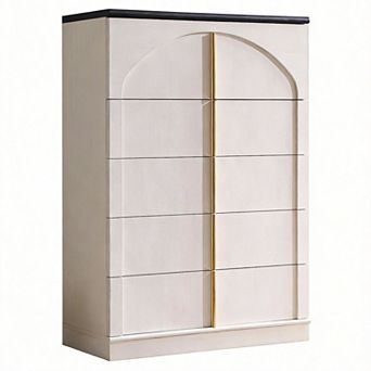 Modern Arched 5-Drawer Dresser Push-Open Metal Handles Bedroom Living Hall