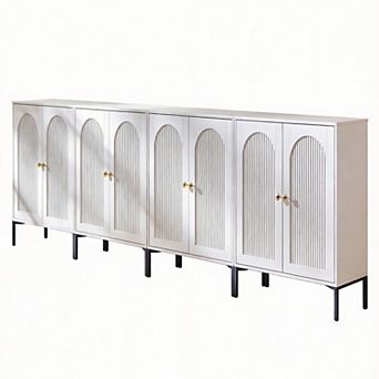 Fluted Arched Buffet with Adjustable Shelves Modular Coffee Bar