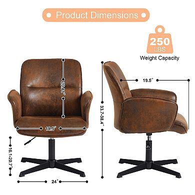 Homy Casa Swivel Upholstered Office Chair with Arms, Height Adjustable, Metal Base