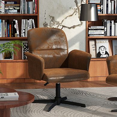 Homy Casa Swivel Upholstered Office Chair with Arms, Height Adjustable, Metal Base