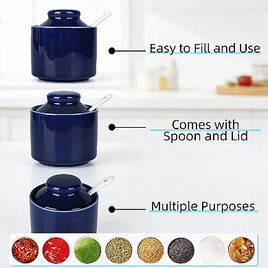 8oz Ceramic Sugar Bowl with Lid & Spoon