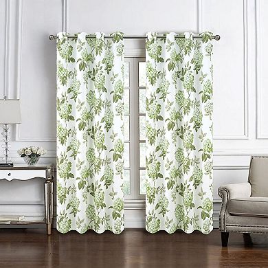 100% Polyester 200 GSM Hydrangea Printed Blackout Grommet With 1.5 Rod Diameter Curtain Panel