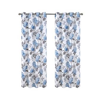 100% Polyester 200 GSM Hydrangea Printed Blackout Grommet With 1.5 Rod Diameter Curtain Panel