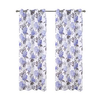 100% Polyester 200 GSM Hydrangea Printed Blackout Grommet With 1.5 Rod Diameter Curtain Panel
