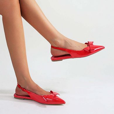 Cinnamon Patent Slingback Flats